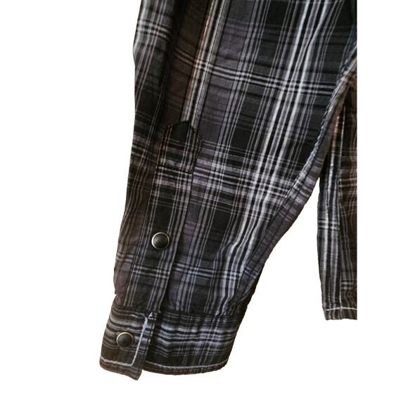 Panhandle Rough Stock Shirt Womens Lg Black Pearl Snap Silver Stud Western Rodeo - Picture 5 of 12